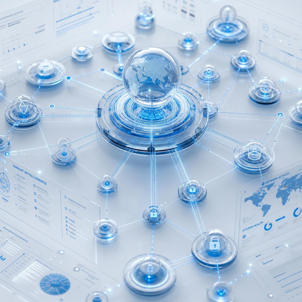 Abstract data visualization representing intelligence research